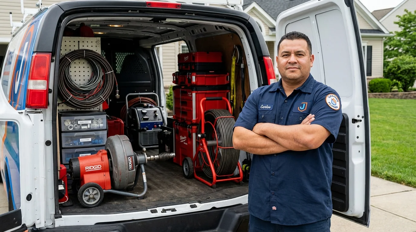 Professional drain cleaning equipment and Johns Plumbing LLC plumber in Mojave