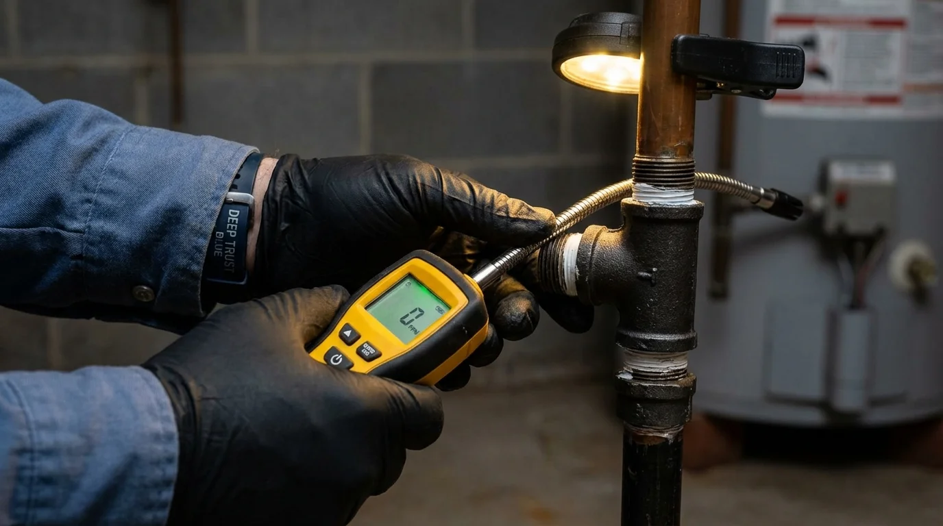 Gas leak detection with electronic sniffer by Johns Plumbing LLC in Mojave